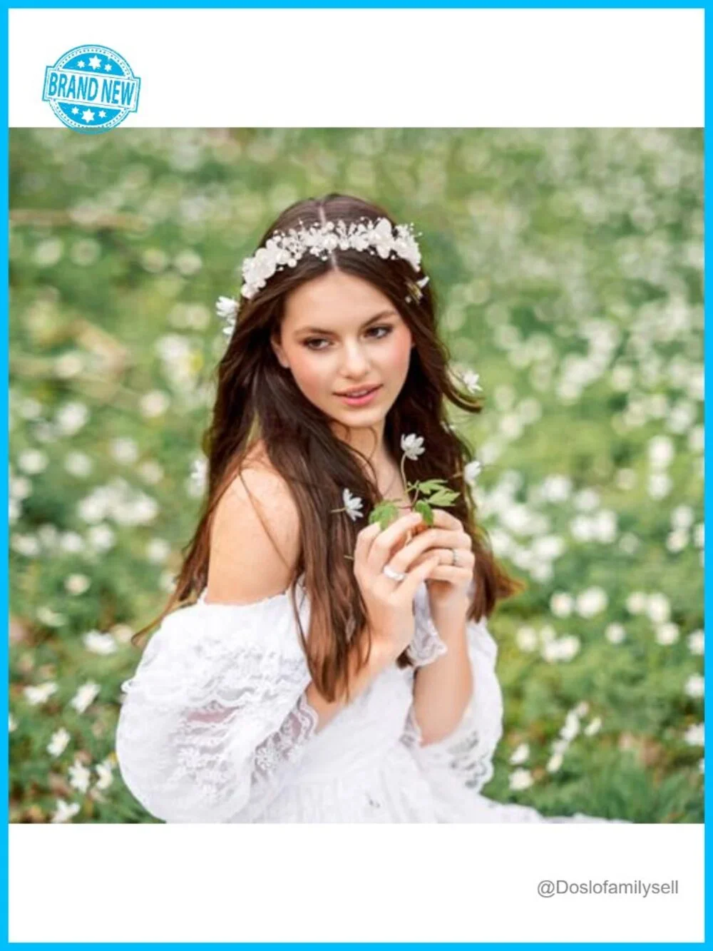 Crystal Pearl Flower Girl Headpiece Silver Princess Hair Accessories 2Pcs Set